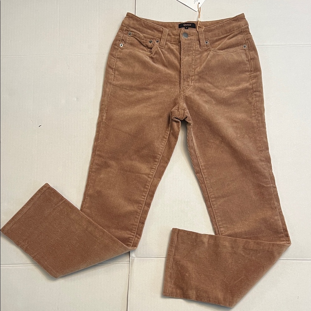 QUINCE ORGANIC COTTON CORDUROY STRAIGHT LEG PANTS BROWN SIZE 0